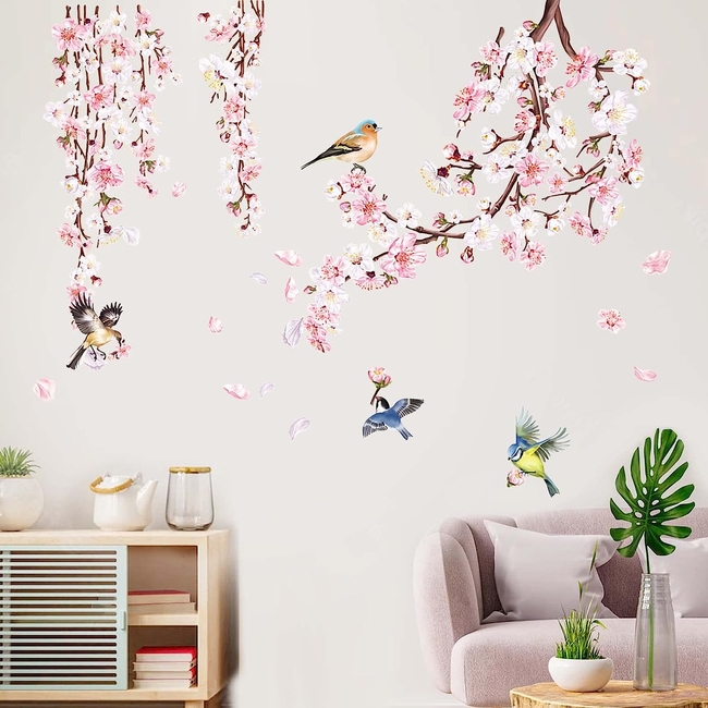 Decalmile Wall Stickers For Kids Room Cherry Blossom DM0888