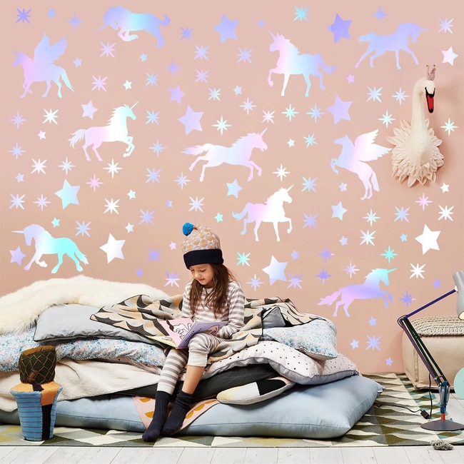 Sinekong Luminous Wall Stickers For Kids Room 45 pcs Unicorn