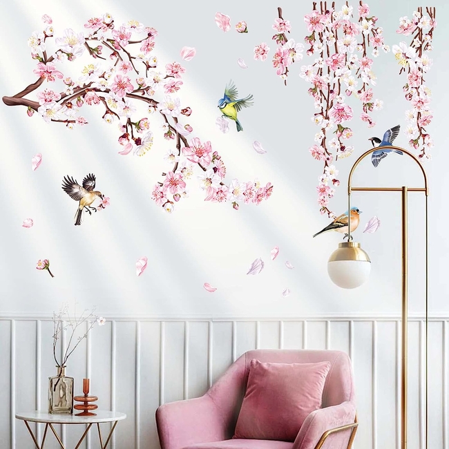 Decalmile Wall Stickers For Kids Room Cherry Blossom DM0888