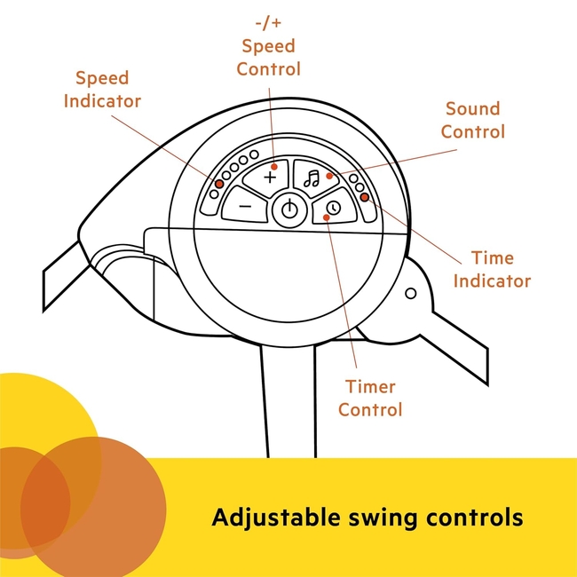 Bright Starts Whimsical Wild Automatic Baby Swing with 6 Melodies and Toys 0+m