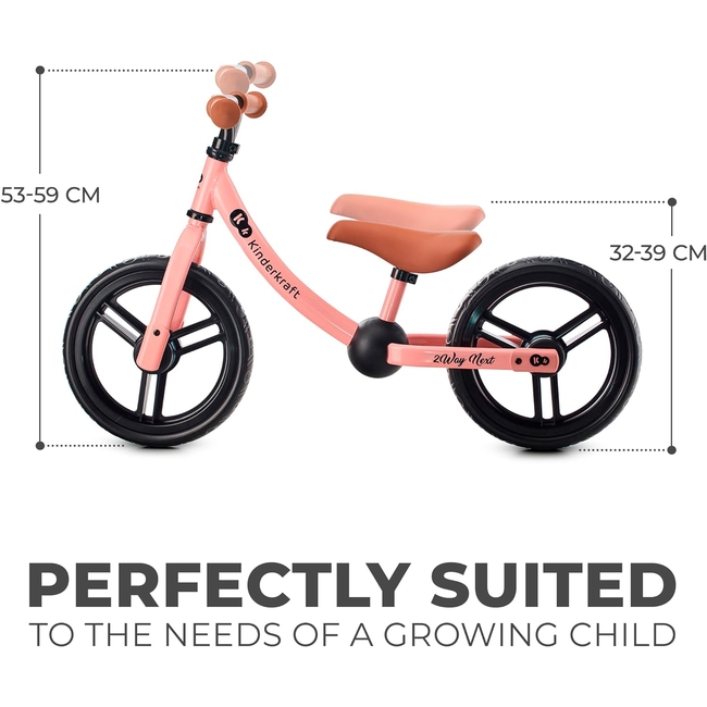 Kinderkraft 2Way Next Wooden Balance Bike for Children Rose Pink KR2WAY22PNK0000