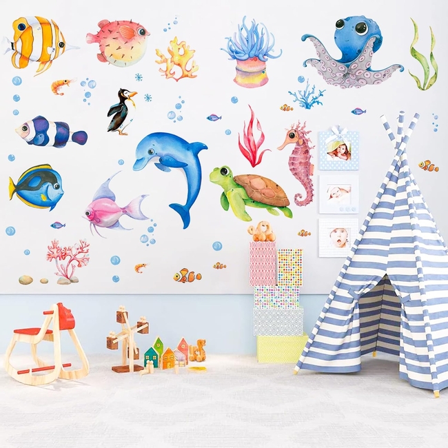 DIY Wall Stickers For Kids Room Dolphin Sea
