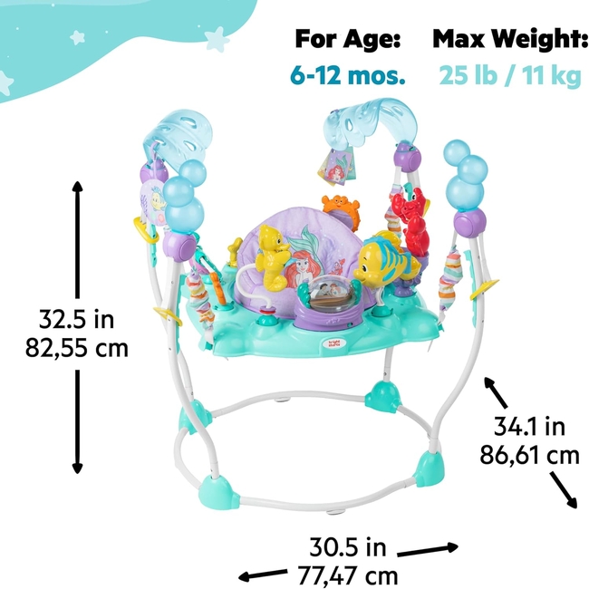 Bright Starts Disney Jumper The Little Mermaid Sea of Activities 6-12 Months