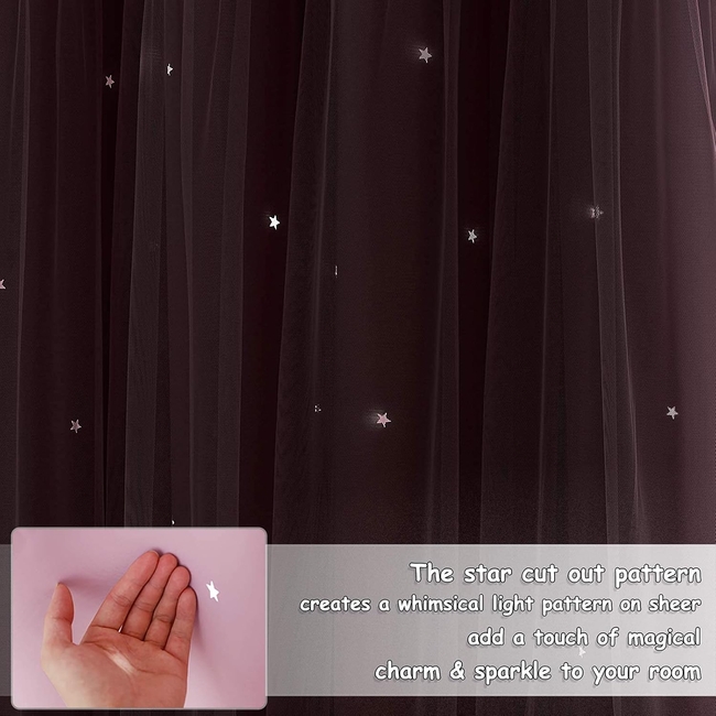 Curtain Black Out me cut out stars132 x 240 cm 2 PCS - Light Pink