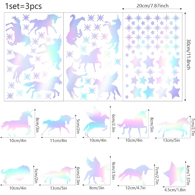 Sinekong Φωσφορούχα Αυτοκόλλητα Τοίχου Για Παιδικό Δωμάτιο 45 τμχ Unicorn