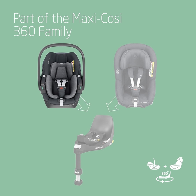 Maxi Cosi Pebble 360 PRO i-Size 0-15kg Infant Car Seat Essential Graphite BR77734