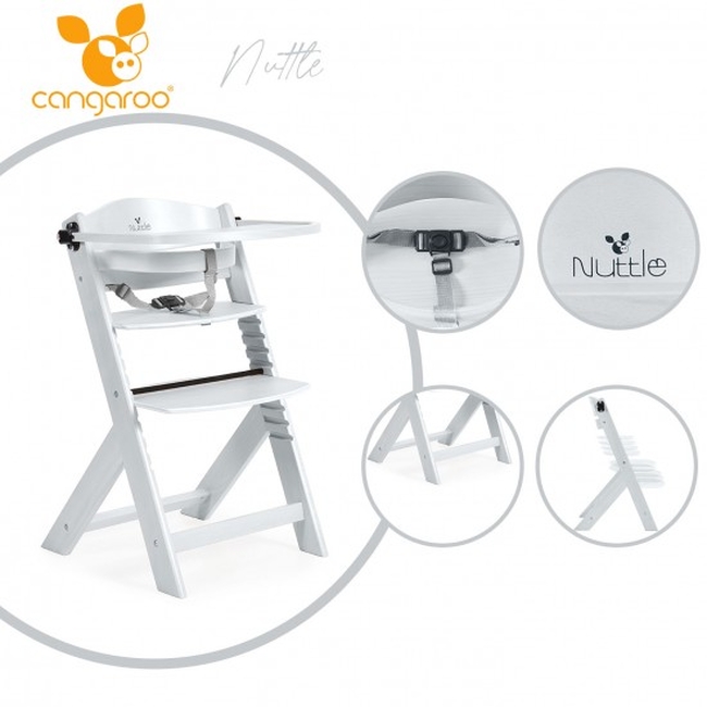 Wooden high chair 2 in 1 Nuttle white