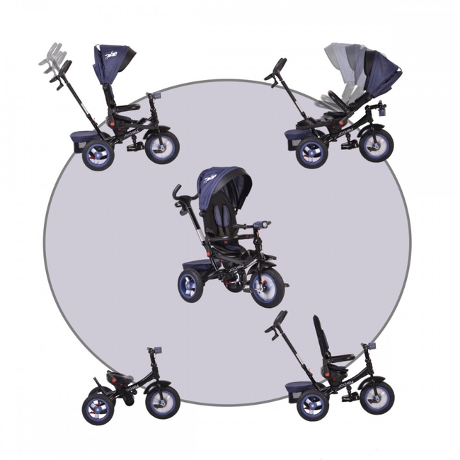 Byox Jockey Air Wheels Children Tricycle Reversibe Seat Music Tray - Dark Blue (3800146242893)