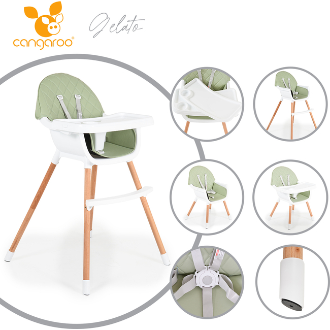 Cangaroo Wooden high chair Gelato 2 in 1 mint 3801005151684