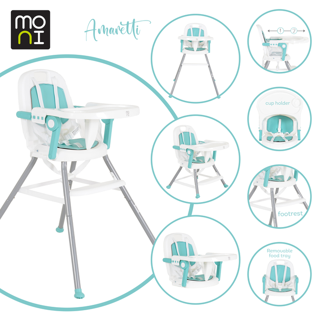 Moni High chair 3 in 1 Amaretti mint 3801005151370