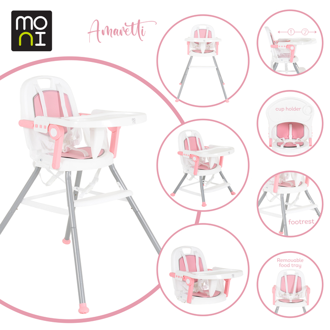 Moni High chair 3 in 1 Amaretti pink 3801005151387