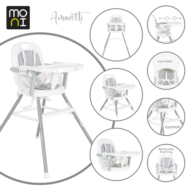 Moni High chair 3 in 1 Amaretti grey 3801005151363