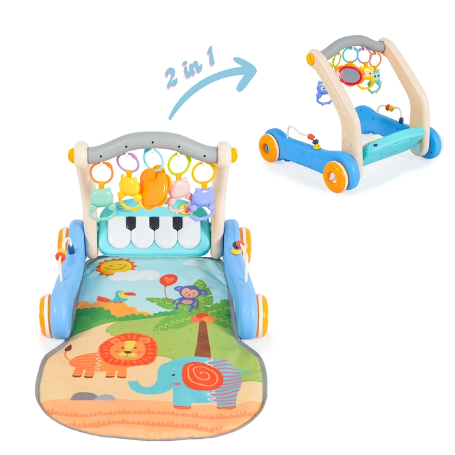 Moni 2 in 1 push walker and play mat Blue piano HE0637 3800146224325