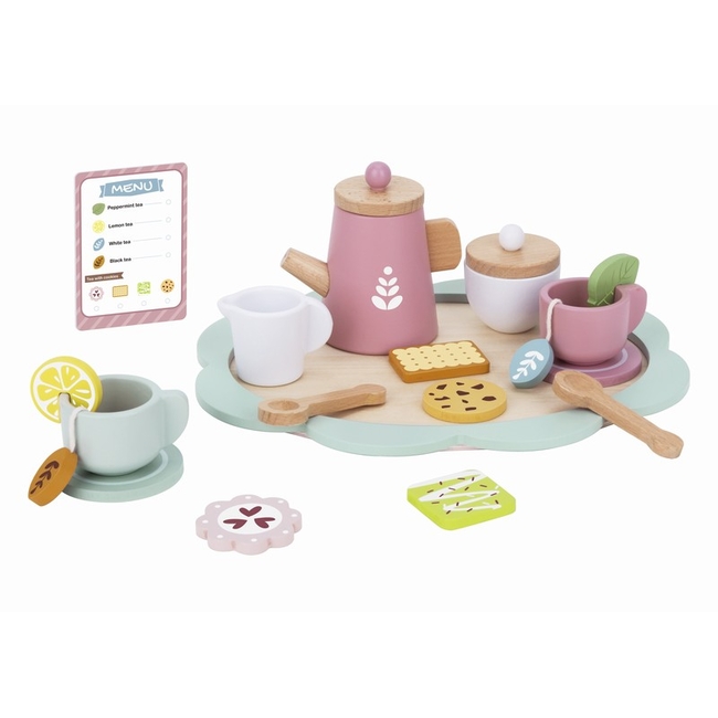 Tooky Toys Ξύλινο Παιχνίδι Σετ απογευματινού τσαγιού TJ271 6972633377474