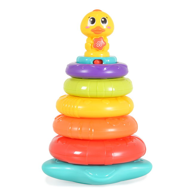 Hola Little rainbow Duck Παιχνίδι Πυραμίδα με Μουσική και Ήχους 3800146224745