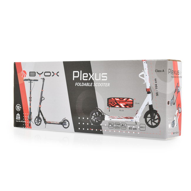 Byox Plexus Scooter Αναδιπλούμενο Πατίνι Αλουμινίου Ανάρτηση Δισκόφρενο - Black (3800146225247)