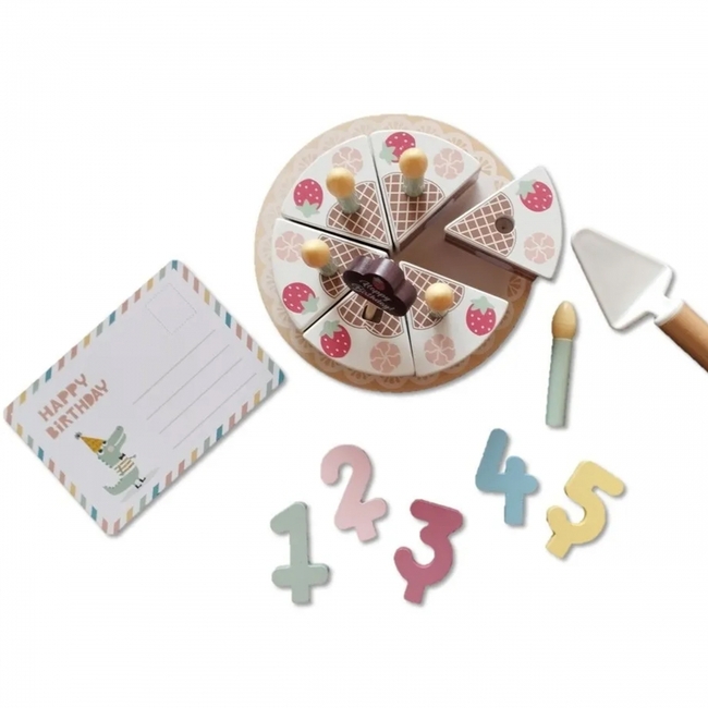 Tooky Toys TH544B – Ξύλινη Τούρτα Γενεθλίων με Κεράκια, Αριθμούς & Αξεσουάρ (18+ Μηνών)