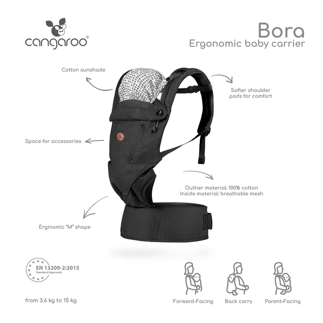 Cangaroo Baby carrier Bora black BC2060 3800146270698