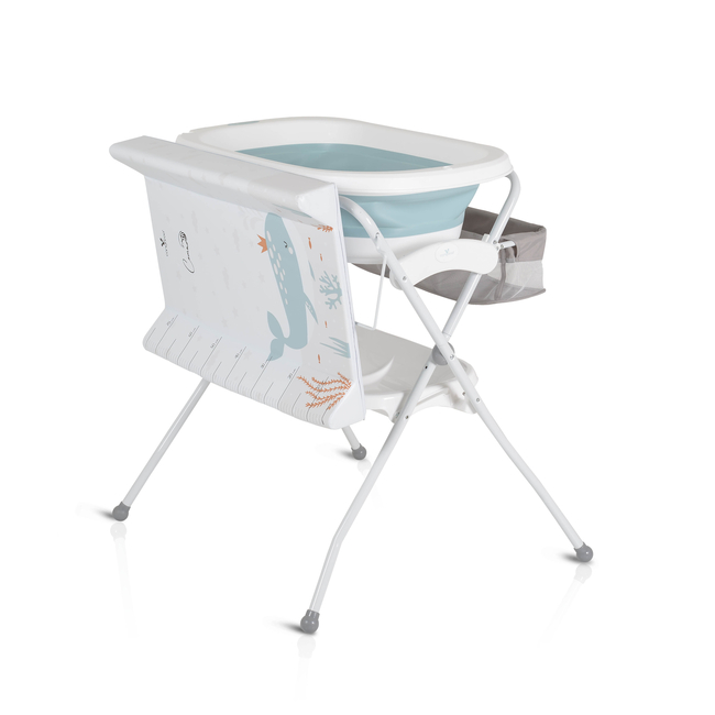 Cangaroo Baby foldable bathtub with stand and changing table Como Blue 3800146272128