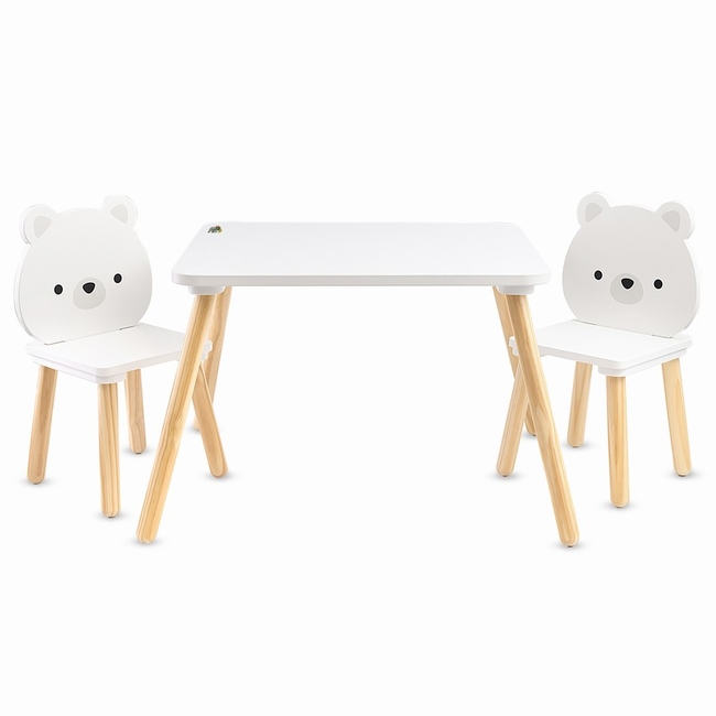 Σετ Moni Toys White Bears – Ξύλινο Τραπέζι με 2 Καρέκλες