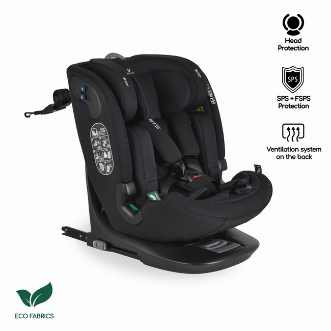 Cangaroo GTS Isofix Κάθισμα Αυτοκινήτου – Περιστροφή 360°, ISOFIX, Eco Fabric, 40–150 εκ. Black ink 3801005153206
