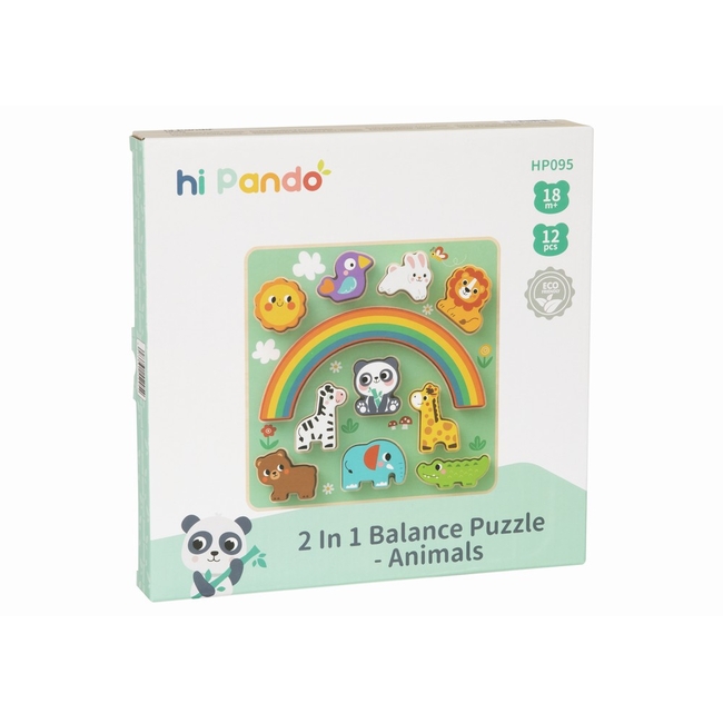 hi Pando 2 σε 1 ξύλινο παζλ ισορροπίας - Ζώα HP095 6976831552954
