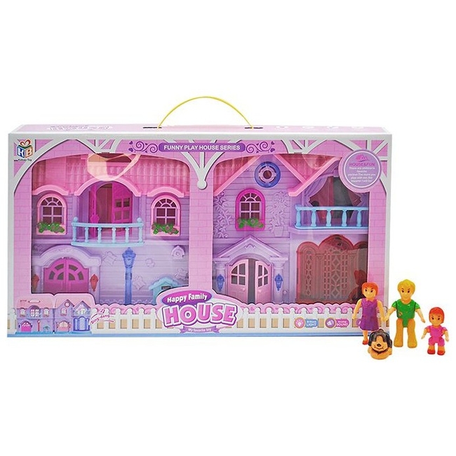 Dollhouse with family and pet Toymarkt with sounds and lights
