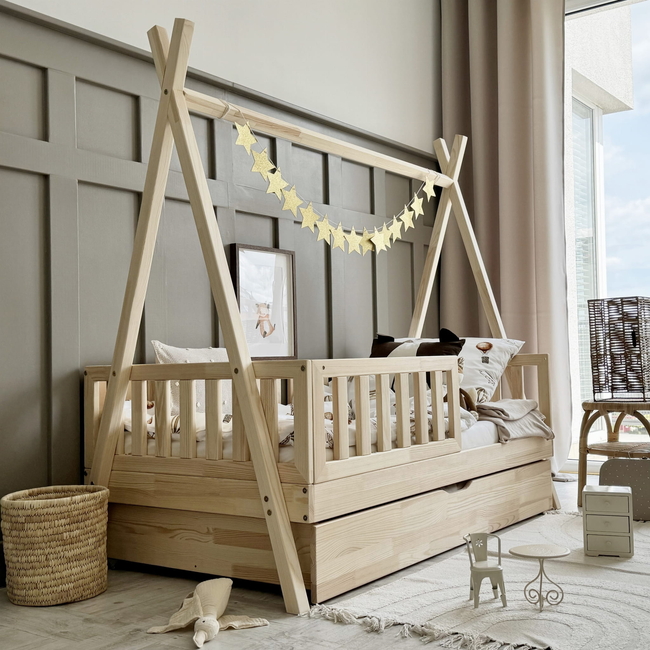 Luletto Tipi Plus – Παιδικό Κρεβάτι Tipi Με Κάγκελο & Συρτάρι Ύπνου