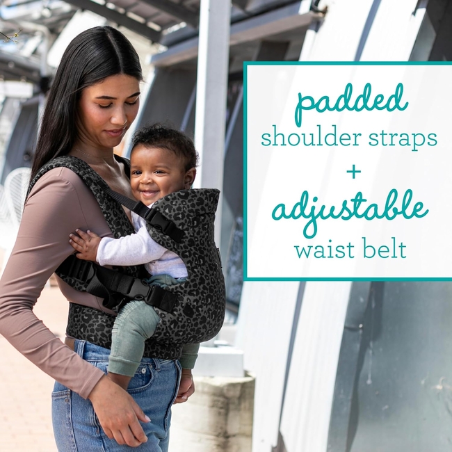 Infantino Flip 4-in-1 Baby Carrier | Ergonomic, Stylish & Adjustable Black & Gray Leopard