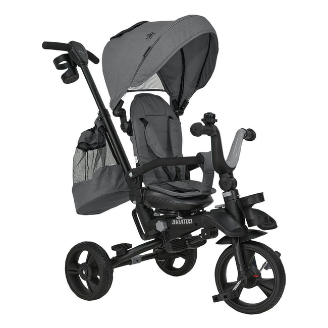 BEBE STARS ΠΟΔΗΛΑΤΑΚΙ ΤΡΙΚΥΚΛΟ 360° AVIATOR 5 IN 1 GREY 819-186 (Δωρο 2 Φωτα Led)