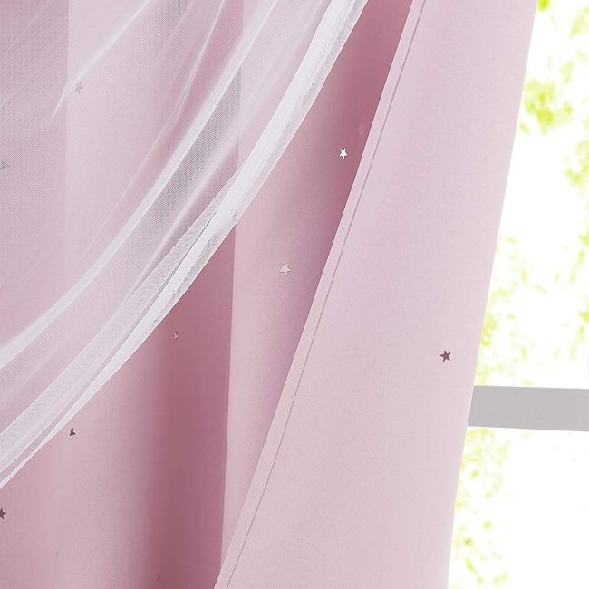 Curtain Black Out me cut out stars132 x 240 cm 2 PCS - Light Pink