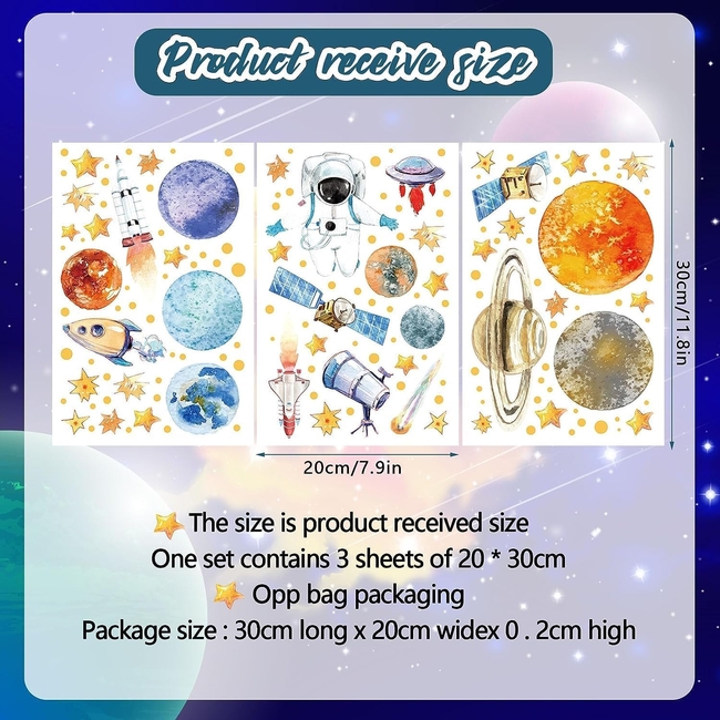 DIY Phosphorescent Wall Stickers For Kids Room Planets Stars