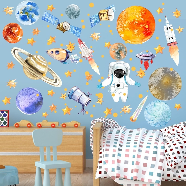 DIY Phosphorescent Wall Stickers For Kids Room Planets Stars