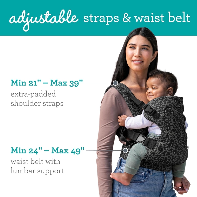 Infantino Flip 4-in-1 Baby Carrier | Ergonomic, Stylish & Adjustable Black & Gray Leopard
