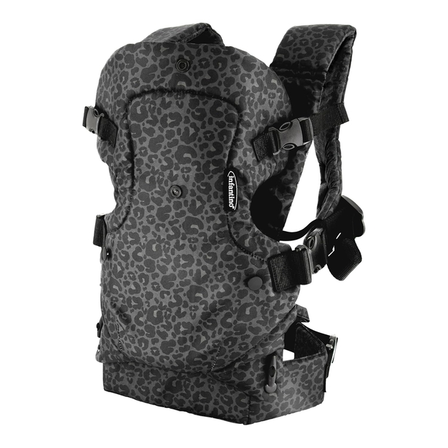 Infantino Flip 4-in-1 Baby Carrier | Ergonomic, Stylish & Adjustable Black & Gray Leopard