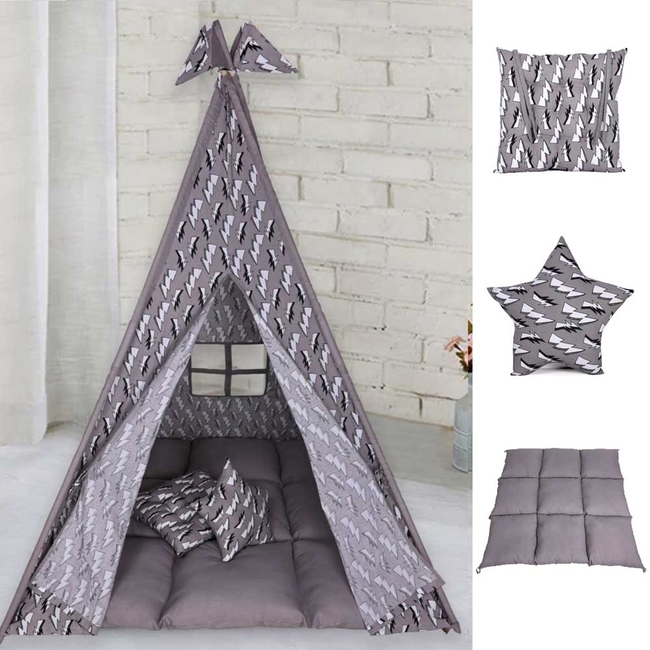 Babyliss: Large fabric tent with thick mattress and 2 pillows "Go to the Sound of Thunder" 120 x 120 x 160cm