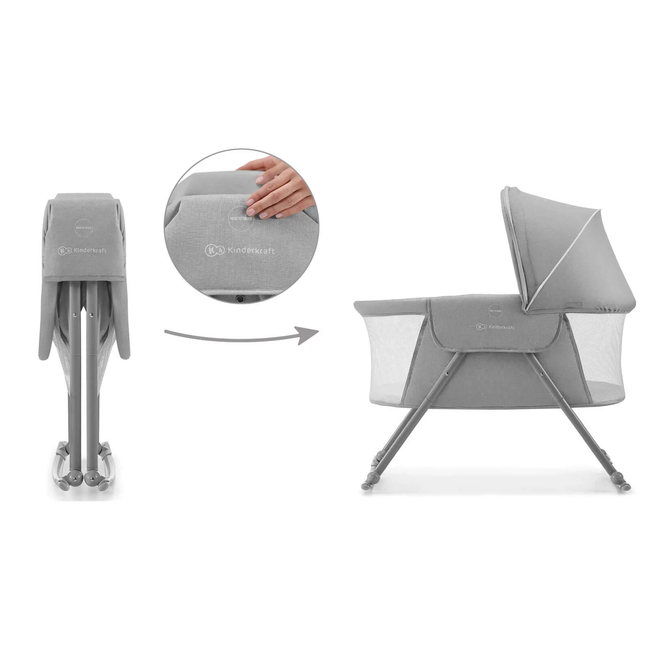 Kinderkraft LOVI Βρεφικό Λίκνο 3 σε 1 Grey KKLLOVIGRY0000