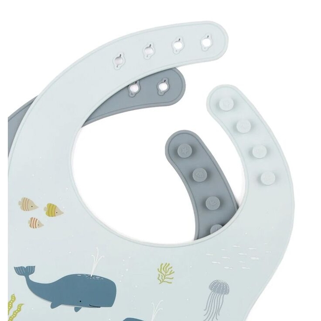 A little lovely company Silicone bibs set of 2 with crumb tray Ocean SBOCBU03