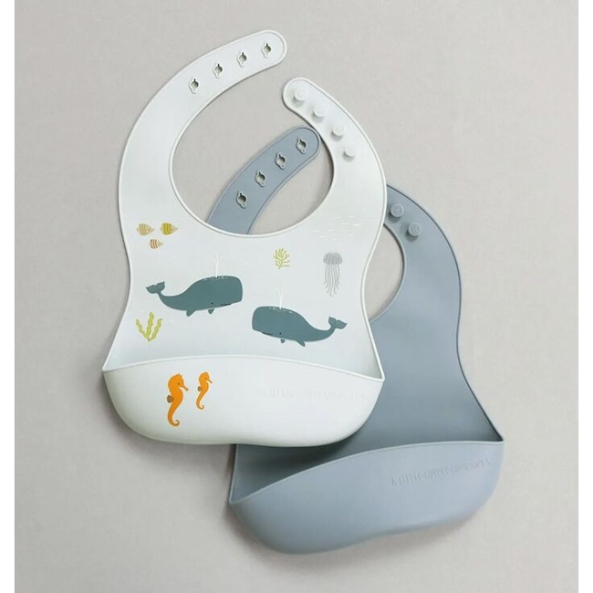 A little lovely company Silicone bibs set of 2 with crumb tray Ocean SBOCBU03