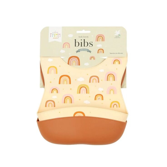A little lovely company Silicone bibs set of 2 with crumb tray Rainbows SBRAPI01