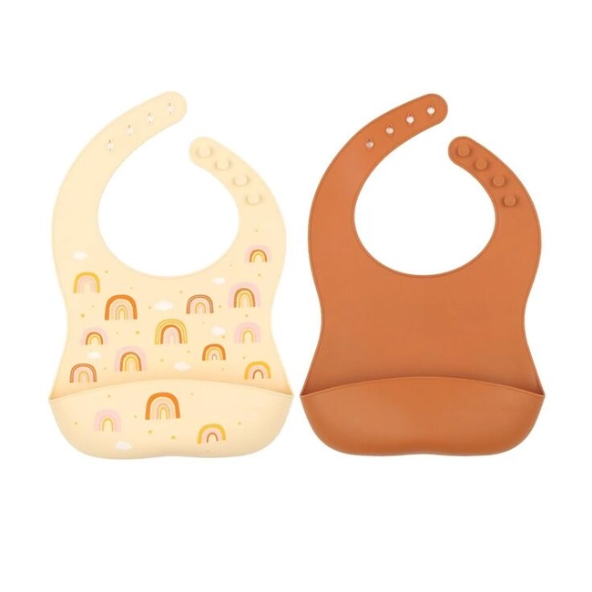 A little lovely company Silicone bibs set of 2 with crumb tray Rainbows SBRAPI01