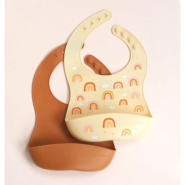 A little lovely company Silicone bibs set of 2 with crumb tray Rainbows SBRAPI01