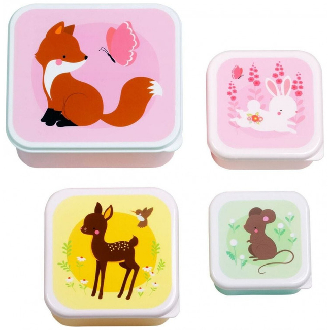 A little lovely company Set 4 pcs Lunch & Snack Box Forest Friends SBSEFO27
