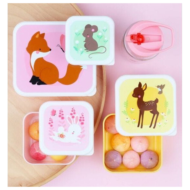 A little lovely company Set 4 pcs Lunch & Snack Box Forest Friends SBSEFO27