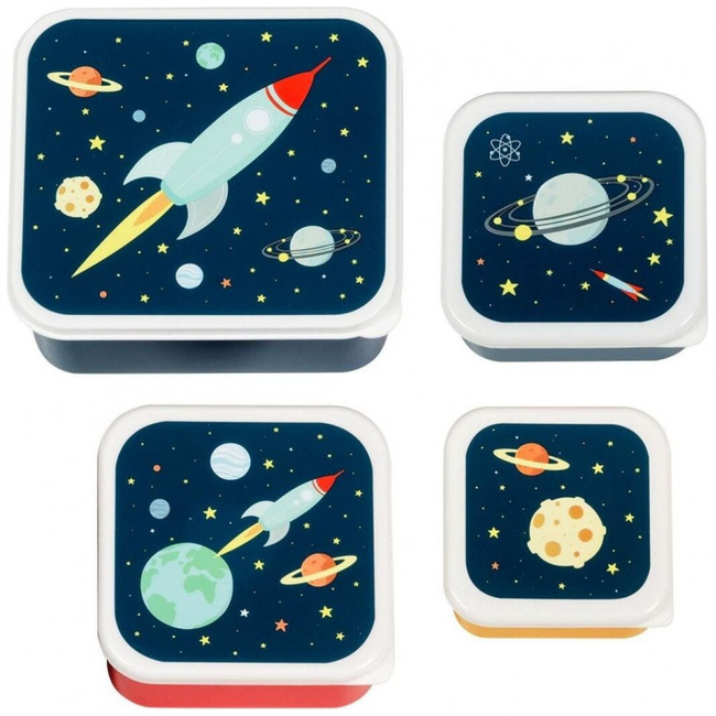 A little lovely company Σετ 4 δοχεία φαγητού Lunch & Snack Box Space SBSESP21