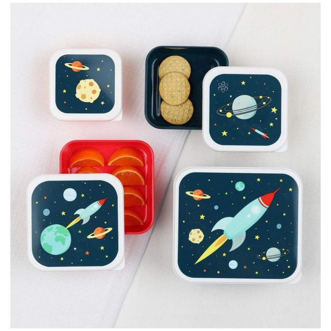 A little lovely company Set 4 pcs Lunch & Snack Box Space SBSESP21
