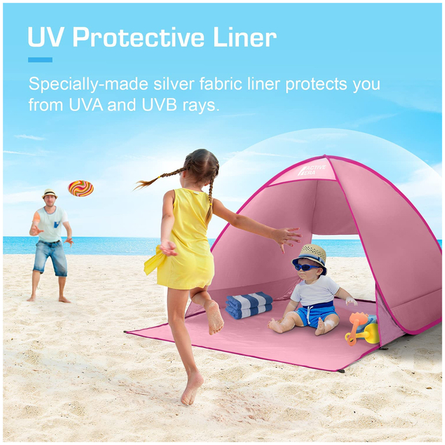 Active Era Beach Tent UV Protection 160 x 150 x 110 cm Pink X0019NFDGL