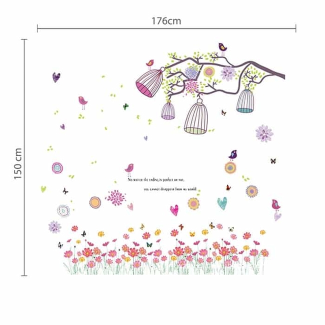Wallstickers For Baby Room Walplus - Huge Birdcage Pink Flower (700755178503)
