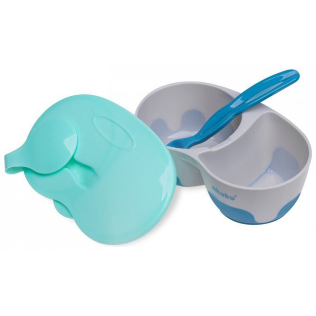 Akuku 2-compartment bowl with spoon 300 ml A0303