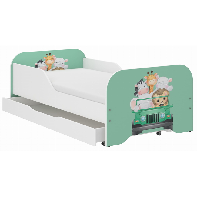 Παιδικό Κρεβάτι Miki 160 x 80 cm με Συρτάρι + Δώρο Στρώμα - Animal Trip
